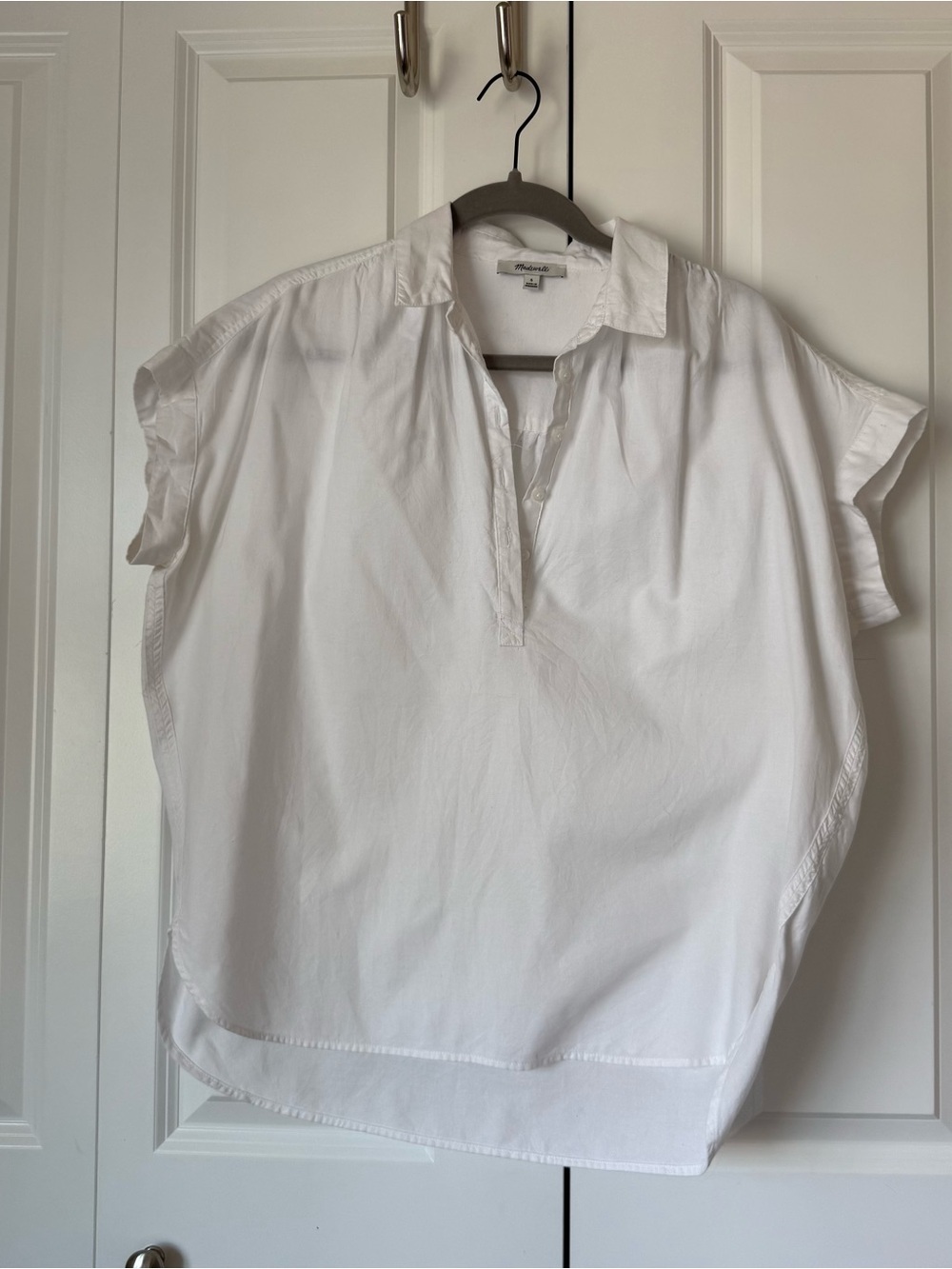 Madewell White Short-Sleeve Popover Button-Down Shirt